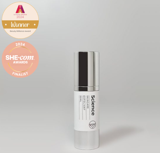 Science Skincare Exfoliant Serum ingredients including niacinamide, salicylic acid, and tea tree oil for acne treatment