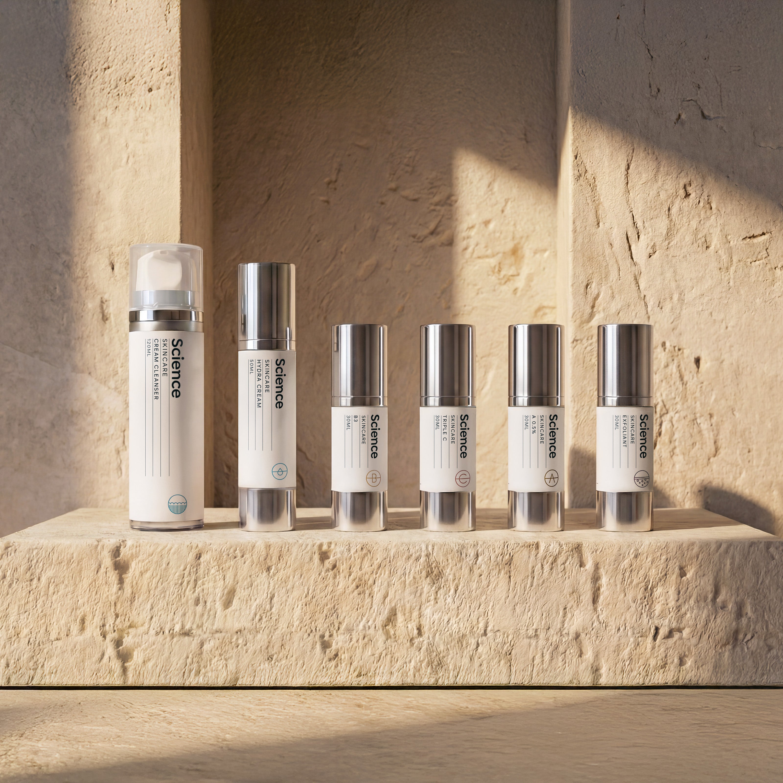 Authentic Aging Collection anti-aging skincare kit with 6 products including vitamin C serum, vitamin A serum