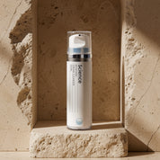 Cream Cleanser 120ml on stone background - luxurious oil-based cleanser with vitamins A, B, C, E, Manuka honey and sea buckthorn for dry, dehydrated and menopausal skin
