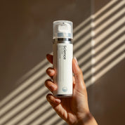 Gel Cleanser lifestyle image showing gentle foaming cleanser with caviar lime, aloe vera and vitamin B5 for sensitive skin, non-stripping and calming
