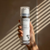 Gel Cleanser lifestyle image showing gentle foaming cleanser with caviar lime, aloe vera and vitamin B5 for sensitive skin, non-stripping and calming