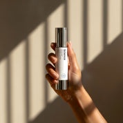 Hydra Lotion lifestyle image showing lightweight moisturising lotion with hyaluronic acid, green tea and aloe vera for barrier repair, calming sensitive and blemish-prone skin