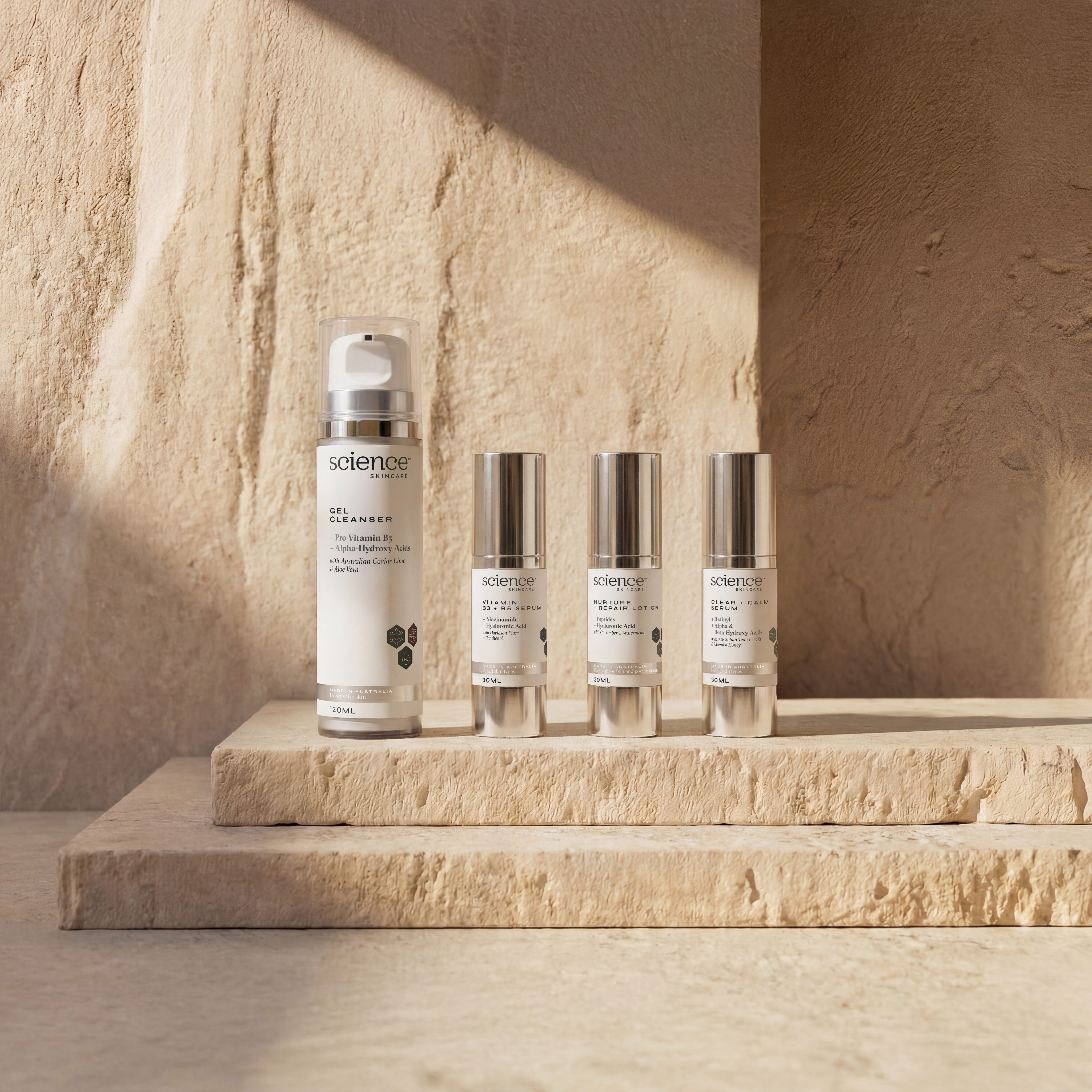 Soothe + Calm Collection skincare products for sensitive, reactive and rosacea-prone skin with calming and anti-inflammatory ingredients